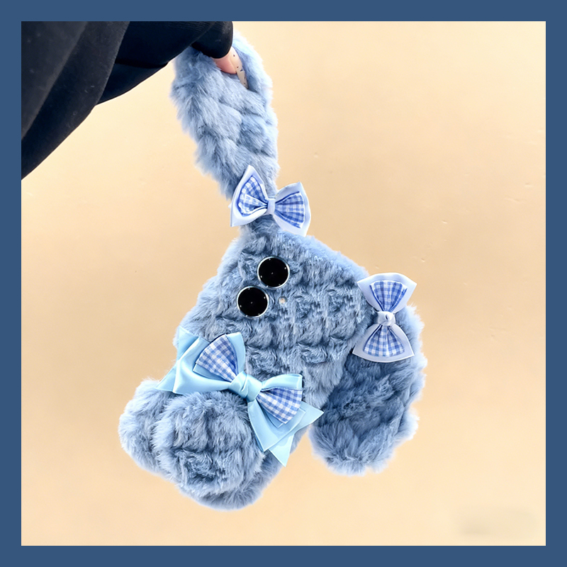 格子蝴蝶结兔子适用vivoy500pro手机壳y300i立体y200gt耳朵y100t毛绒y50m秋冬y77e卡通y97软y93s/y53/t35/y33