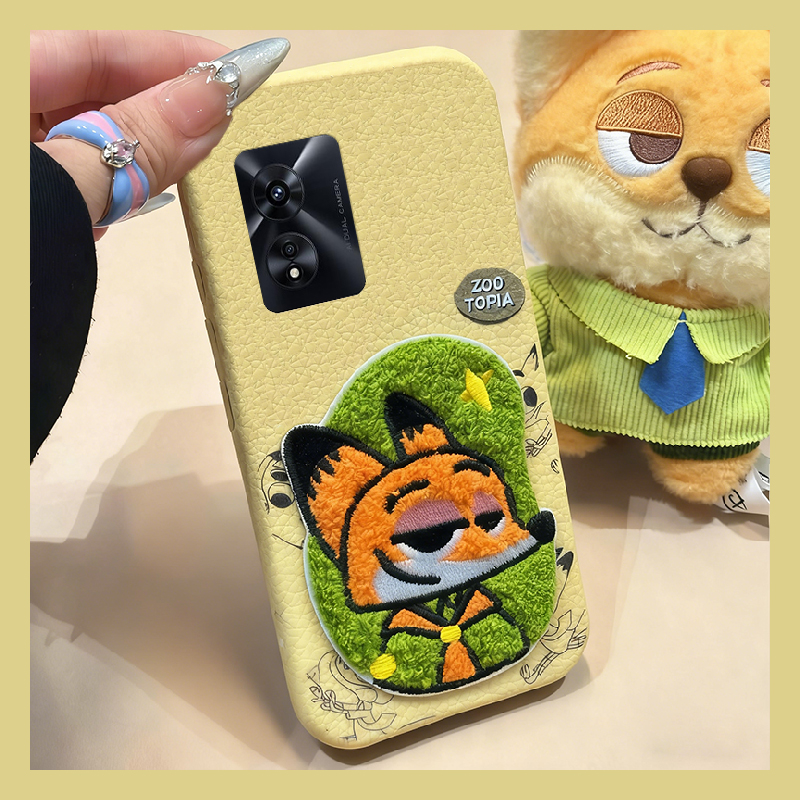 刺绣疯狂动物园适用oppoa97手机壳a96朱迪a93s尼克a92s可爱a72皮纹a53仿皮a58x卡通a57毛绒a56软a55/a32/a36
