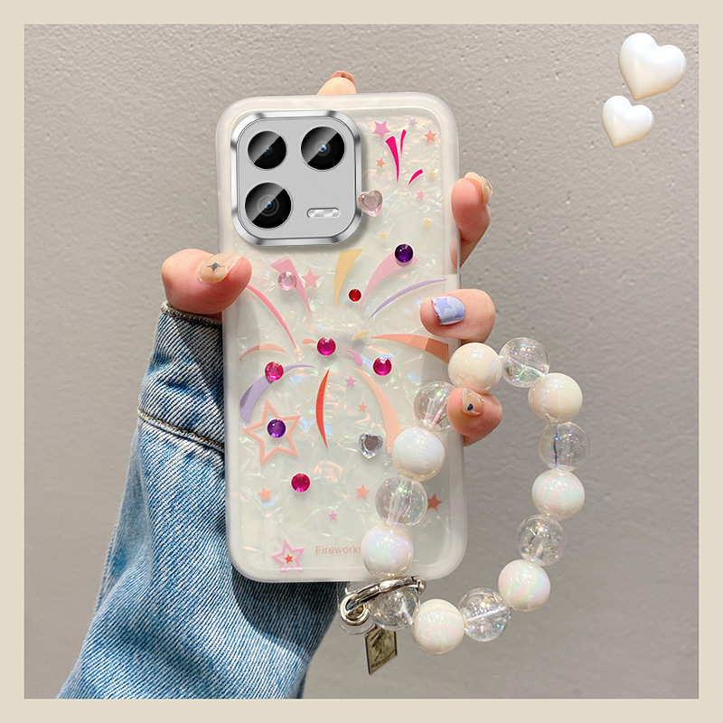 手机壳ins风贴钻烟花贝壳纹透明