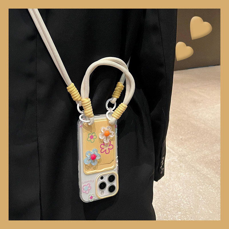 ins风花朵卡包结适用华为magicv3手机壳magicvs2卡套p50斜挎pockets可背带matexs2插卡x5折叠屏x3挂绳pocket2