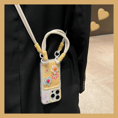 ins风花朵卡包结适用华为magicv3手机壳magicvs2卡套p50斜挎pockets可背带matexs2插卡x5折叠屏x3挂绳pocket2