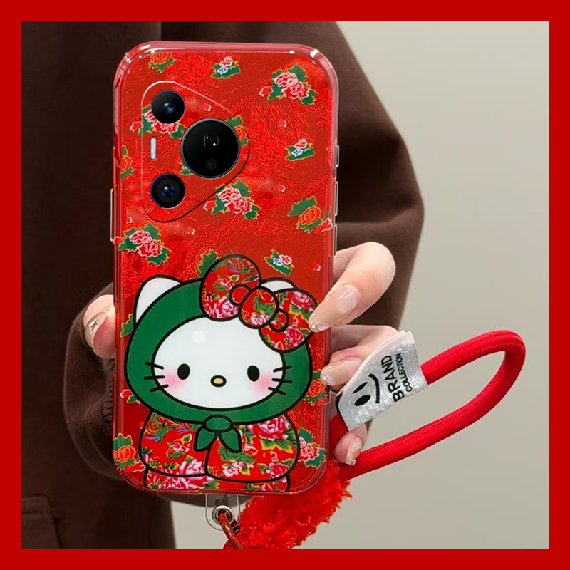 2026棉袄kt猫适用华为pura80pro+手机壳pura70ultra红色p60art新年40por+十p30挂绳p20凯蒂猫p10plus卡通可爱