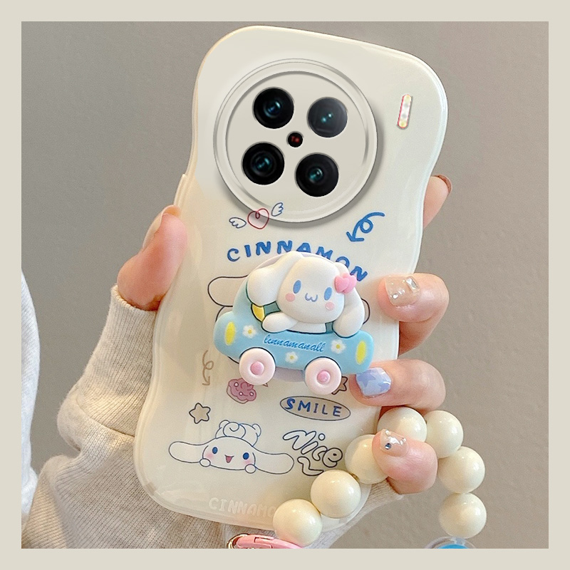 手机壳汽车玉桂狗卡通可爱少女心波浪边