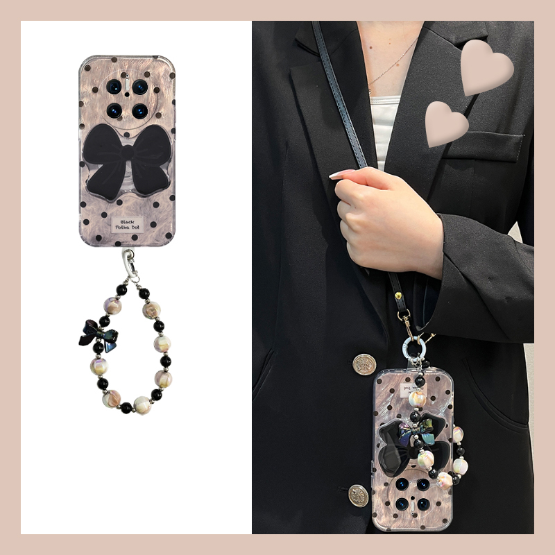 ins风满屏波点适用华为mate70pro+手机壳meta60立体mata50e蝴蝶结rs保时捷设计mete40e十m30支架20x斜挎10软p