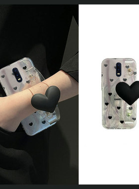 黑色爱心腕带适用oppor17pro手机壳r15x梦境版r11splus羽纱r9s斜挎r7plus可背r17硅胶oppo软壳0pp0小众个性女