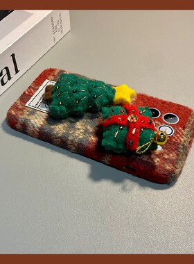 ins风格子圣诞树适用华为荣耀win手机壳winrt红色power2绒布honor毛绒huawei硅胶秋冬季立体全包防摔保暖冬天