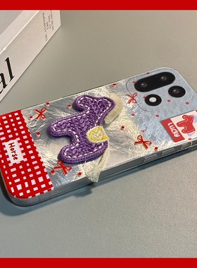 2026紫色小马适用oppo一加ace6手机壳ace5至尊版1+15刺绣13新年12卡通11pro立体10软9rt/ace3v/2v/1+oneplus