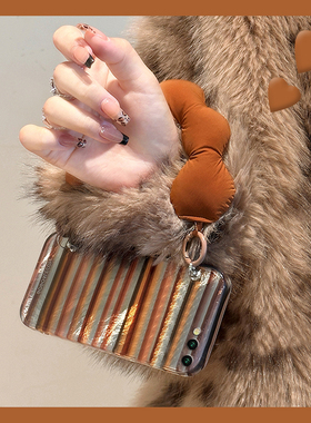 高级感条纹适用三星zfold6手机壳zflip5手腕带w23flip日韩3小众zfold2折叠屏简约w22手提w21硬壳galaxy立体女