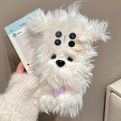 炸毛发夹小狗适用华为magicv3手机壳magicvs2卡通p50可爱pockets秋冬季matexs2毛绒x5折叠屏x3呆萌ocket2硬壳
