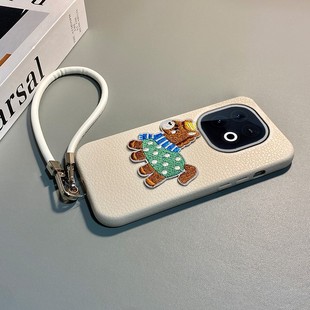 2026可爱刺绣小马适用vivoiqoo15手机壳iqoo13皮绳z10x马年z9turbo 新年z8x立体z7i卡通z5皮纹z3仿皮u5十u3x