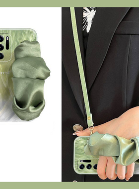 绿色晕染适用oppofindn3flip手机壳findn2flip立体n3褶皱n2腕带findn折叠屏斜挎oppo可背带0pp0硬壳日韩斜跨