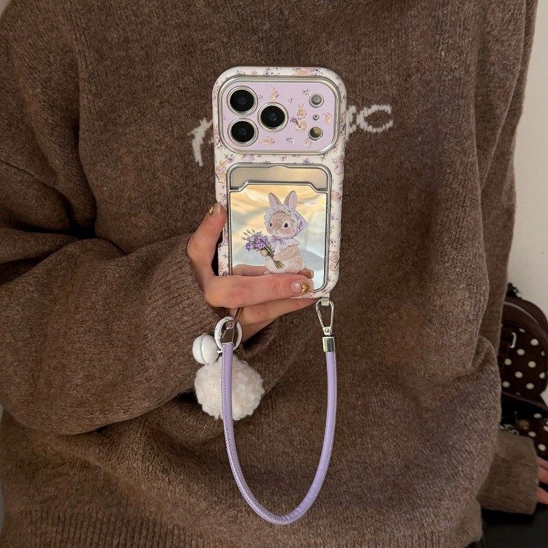 可爱碎花花朵兔子适用vivos30手机壳iqooneo10卡包z9turbo+镜面s19呆萌s18挂件iqneo9手提绳8pro皮纹7se十z8x,3C数码配件,手机保护套/壳,淘宝优惠券,粉丝福利购,淘宝优惠卷