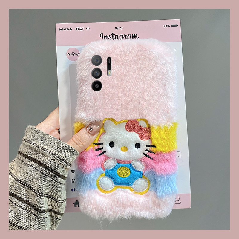 刺绣彩虹kt猫适用oppoa3pro手机壳a2x斜挎a1可背带a97秋冬a96毛绒a95a93a91a72a58a57a52a32a11a9a31a8a5卡通