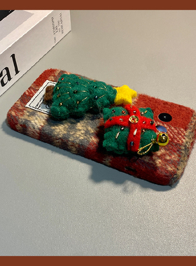 ins风格子圣诞树适用vivoiqooz10x手机壳iqooz9turbo红色z8x绒布z7i毛绒z6x秋冬季z5保暖u5x爱酷u3x/iq00/viv