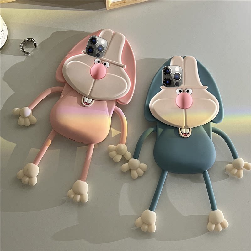 搞怪龅牙兔子适用iphone14promax手机壳苹果13por卡通plus可爱mini