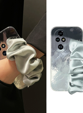 黑色晕染适用华为荣耀200lite手机壳honor100pro立体90gt褶皱80腕带70斜挎60se可背带v40i+x50十x40i硅胶日韩