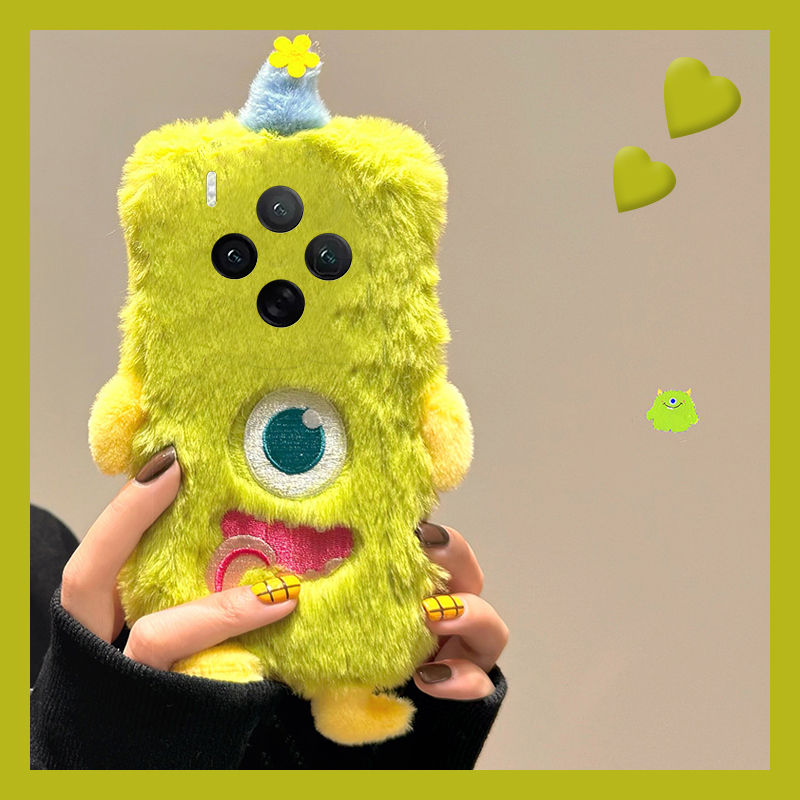 刺绣独眼怪兽适用vivox300手机壳x200绿色x100pro+卡通x100ultra秋冬季x90s毛绒t2s立体x80s软x70/x60+十vivo