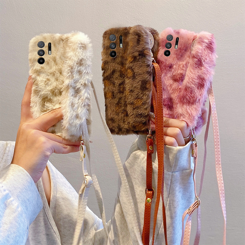 ins风豹纹腕带适用oppoa3pro手机壳a2x斜挎a1可背a97秋冬季a96毛绒a95a93a91a72a58a57a52a32a11a9a31a8a5软p