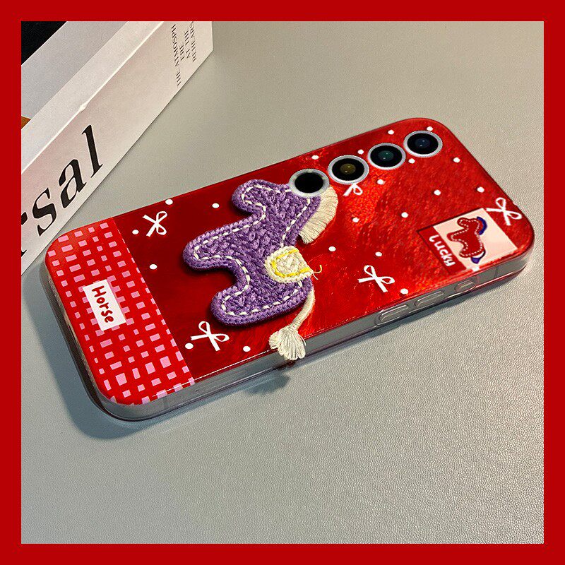 手机壳硅胶冰川纹新年红色2026马