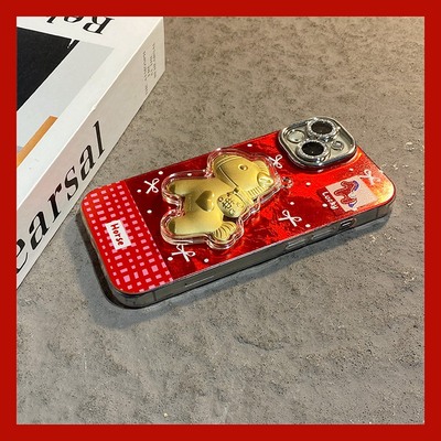 手机壳硅胶冰川纹棋盘格新年红色