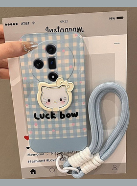 奶蓝格子适用oppofindx7pro手机壳findx6立体x5猫咪x3指环扣x2ultra挂绳k12卡通k11x硅胶k10手提k9k7k5oppo女