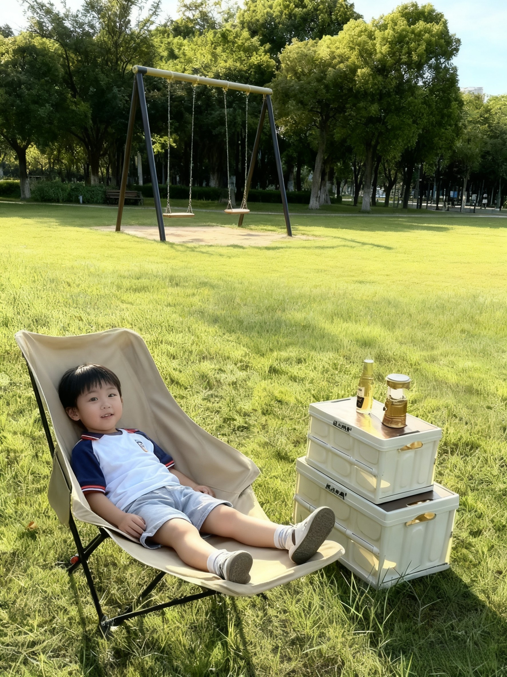 匡途户外月亮椅折叠椅子露营坐躺两用便携式钓鱼沙滩休闲椅躺椅凳