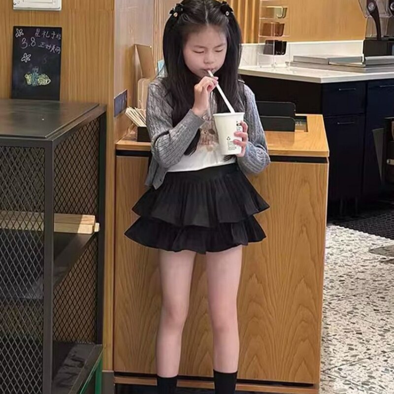 韩版女童2025春季新款灰色开衫