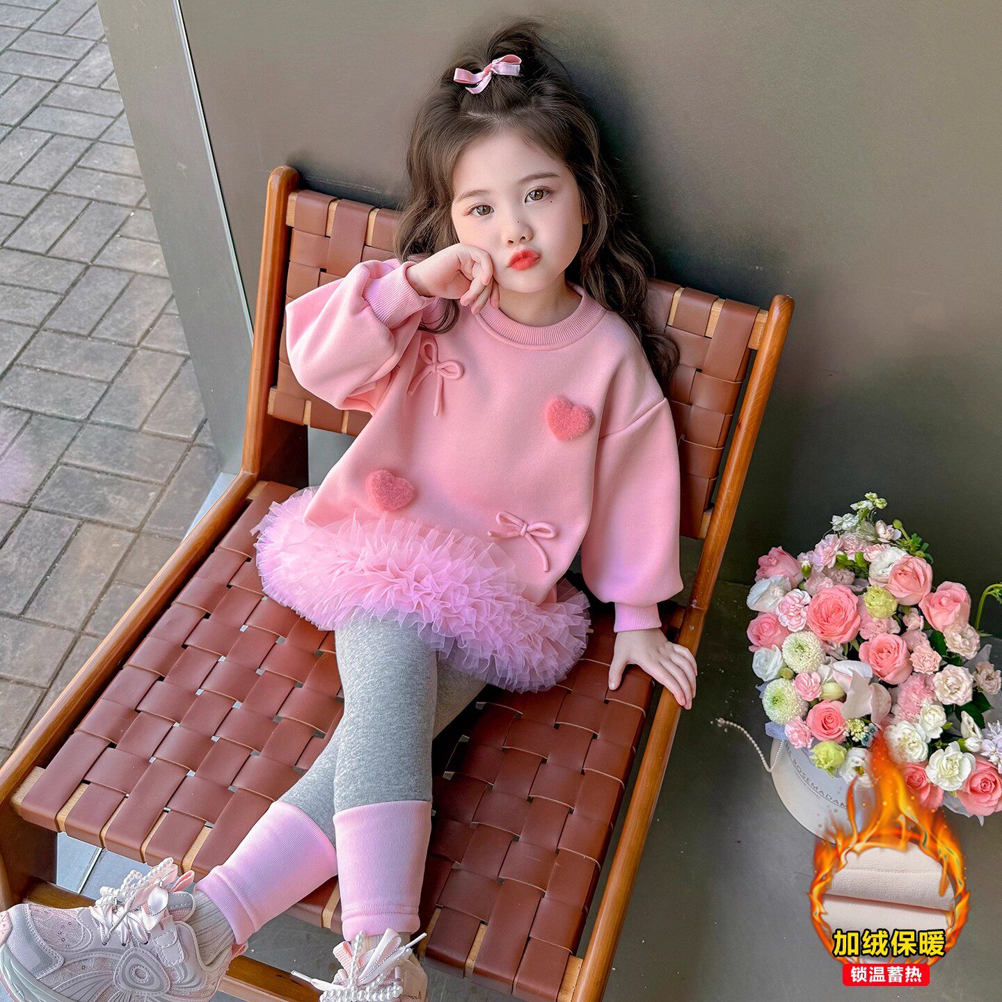 女童冬季卫衣裙2025新款儿童秋冬洋气时髦小公主宝宝巨好看加绒