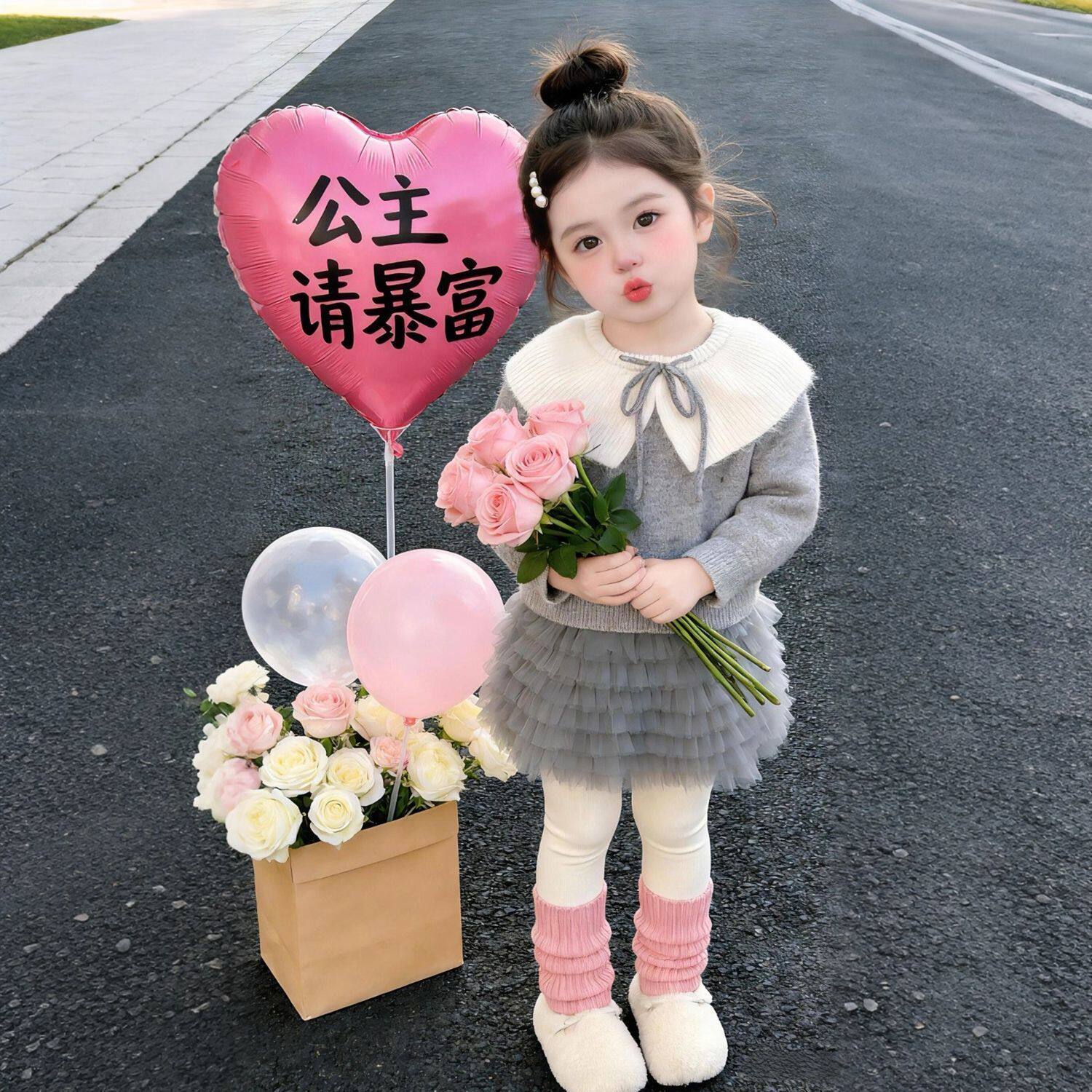 韩版女童2025冬季新款小香风灰色娃娃领毛衣小女孩网纱蛋糕半身裙