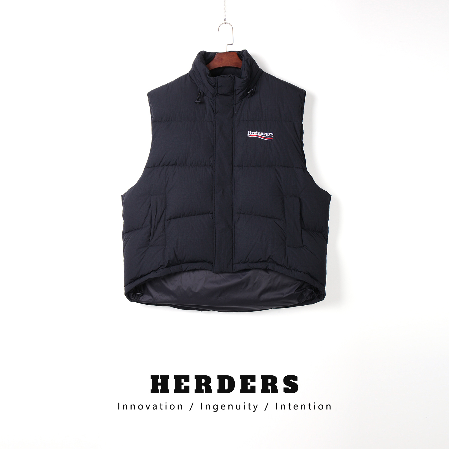 HERDERS（梦回小巴黎）黑色时尚潮流女装羽绒马甲X 30898