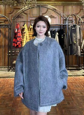 中长款粗纺质感外套 50273