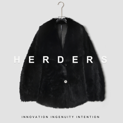 HERDERS（校花羊）短款V领皮草外套40920