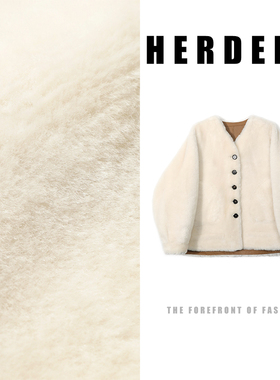 HERDERS 短款V领纽扣款皮毛一体外套 52222