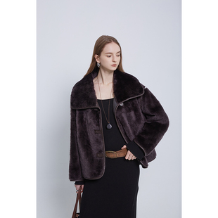 HERDERS “高奢拉贡系列”短款翻领皮毛一体外套 52310