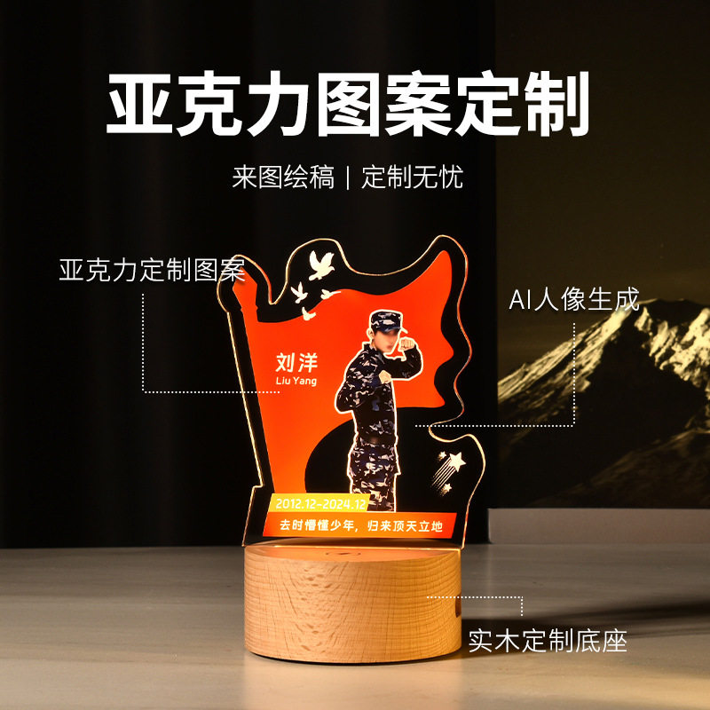企业定制logo小夜灯旋转投射灯木质文创礼品转运氛围灯高校伴手礼