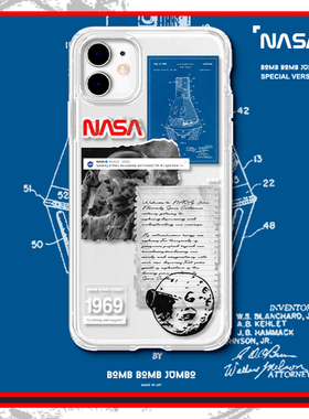 iphone17promaxBBJ原创NASA月球蓝色手机壳适用于苹果14防摔华为p50新款男华为三星小米保护壳透明拼贴ins风
