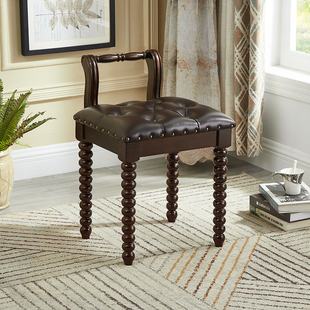 美式实木梳妆凳时尚现代简约化妆凳欧式美甲凳琴凳卧室梳妆台凳子