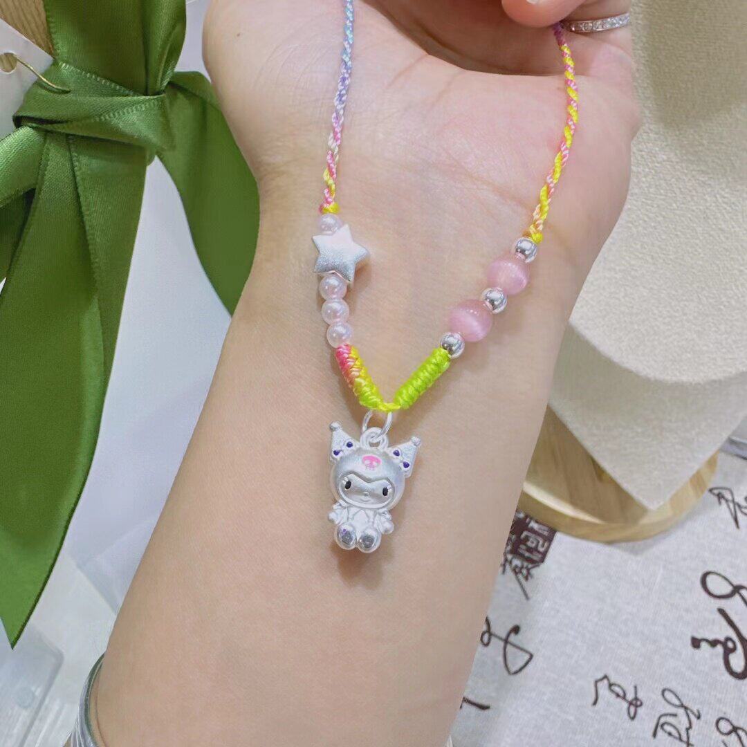 立大福吊坠足银纯银彩色