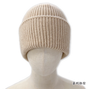 【匠心工艺】男女同款经典加厚保暖舒适纯山羊绒抽条挽边帽