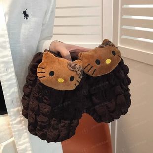 咖色kitty可爱袖套女秋冬新款防污防脏护袖套袖口套袖头套袖口套