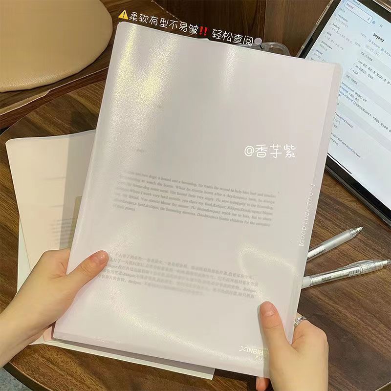 a4资料册l型文件夹加厚大容量高颜值ins风学生防水试卷简历收纳袋