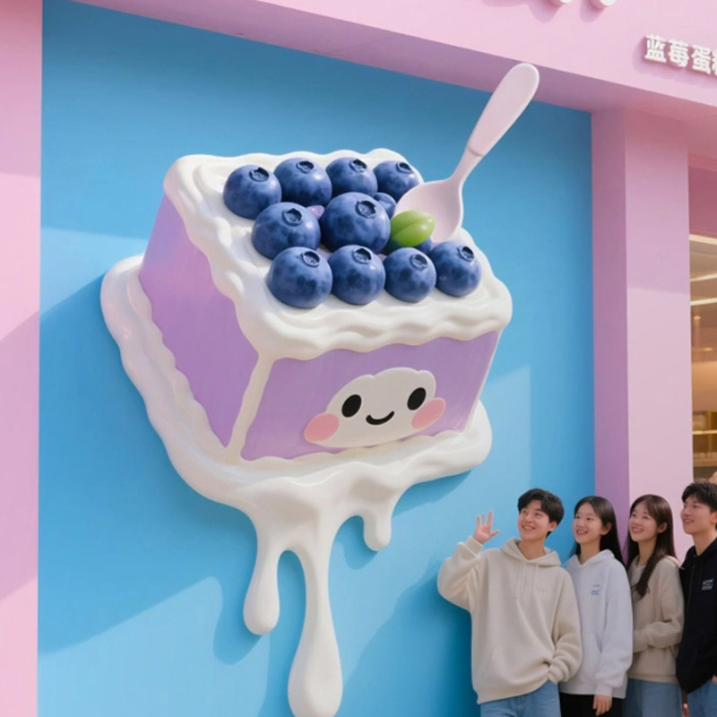 网红玻璃钢冰淇淋雕塑定制引流