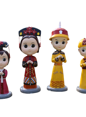 玻璃钢摆件古代清朝卡通人物庭院园林街庙装饰品道具拍照商场美陈