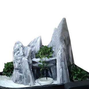 中式禅意玻璃钢假山塑石工艺客厅玄关办公室客厅家居微小景观摆件