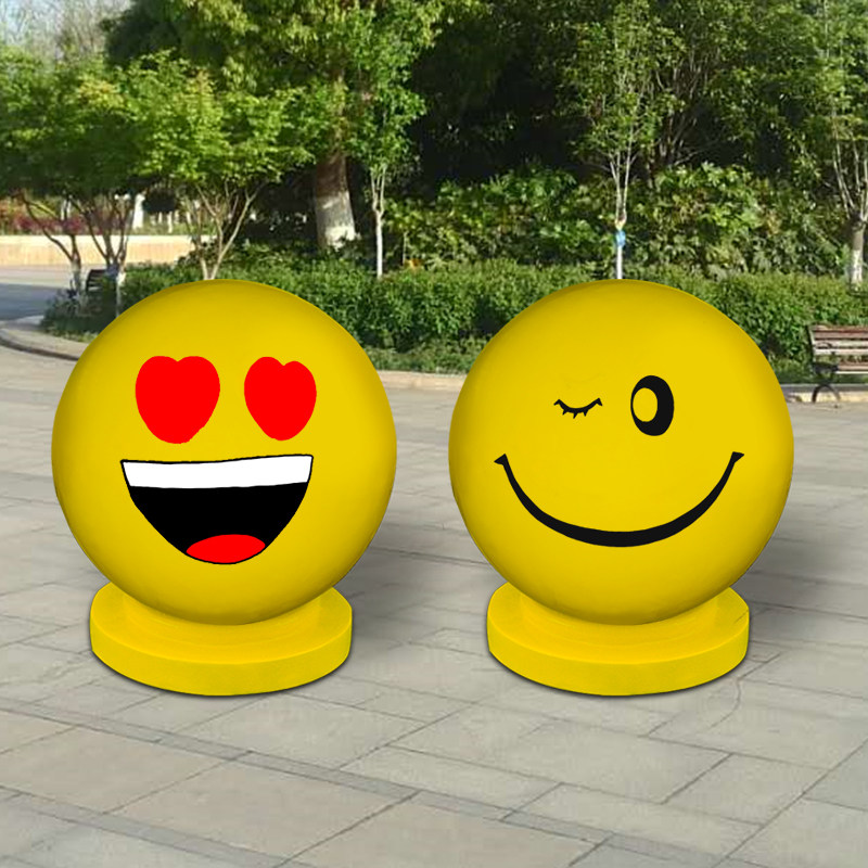 卡通表情玻璃钢雕塑小区商场公园创意挡车石路墩景区围挡装饰摆件