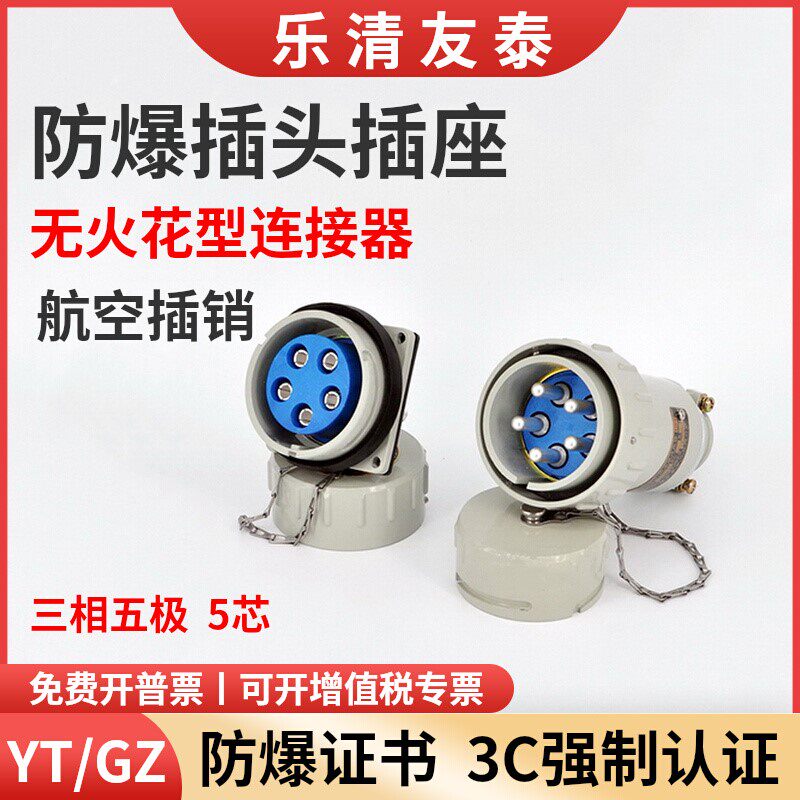 乐清友泰5芯防爆插头380v航空插销插座三相五极无火花连接器YT/GZ