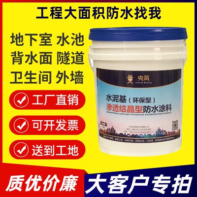 水泥基渗透结晶型防水涂料工程隧道地下室背水面负压防潮补漏材料