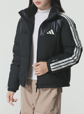 adidasAdidas黑色短版羽绒衣女装25新款秋冬季保暖厚外套KC5894