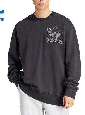 阿迪达斯三叶草男子运动休闲卫衣圆领宽松针织长袖套头衫IU2350