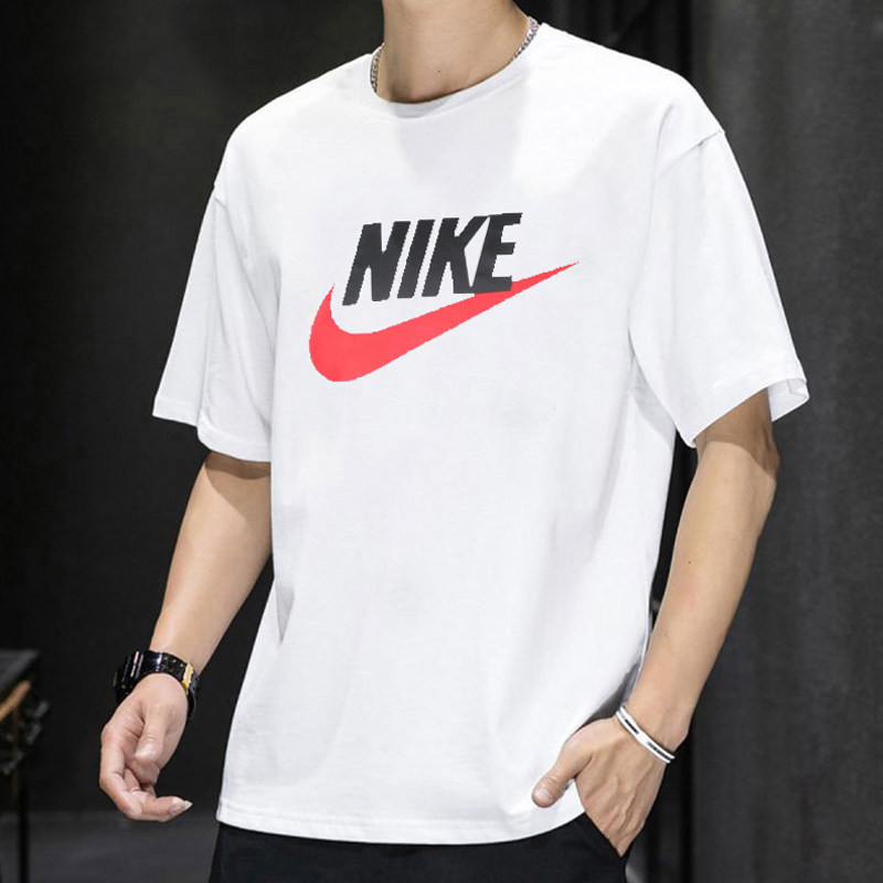 Nike耐克男士短袖T恤白色纯棉半袖夏季透气男装运动体恤衫AR5005